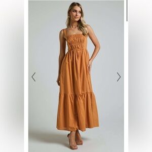 Showpo/Pink Diamond Mauree orange maxi dress- straight sleeveless tiered dress